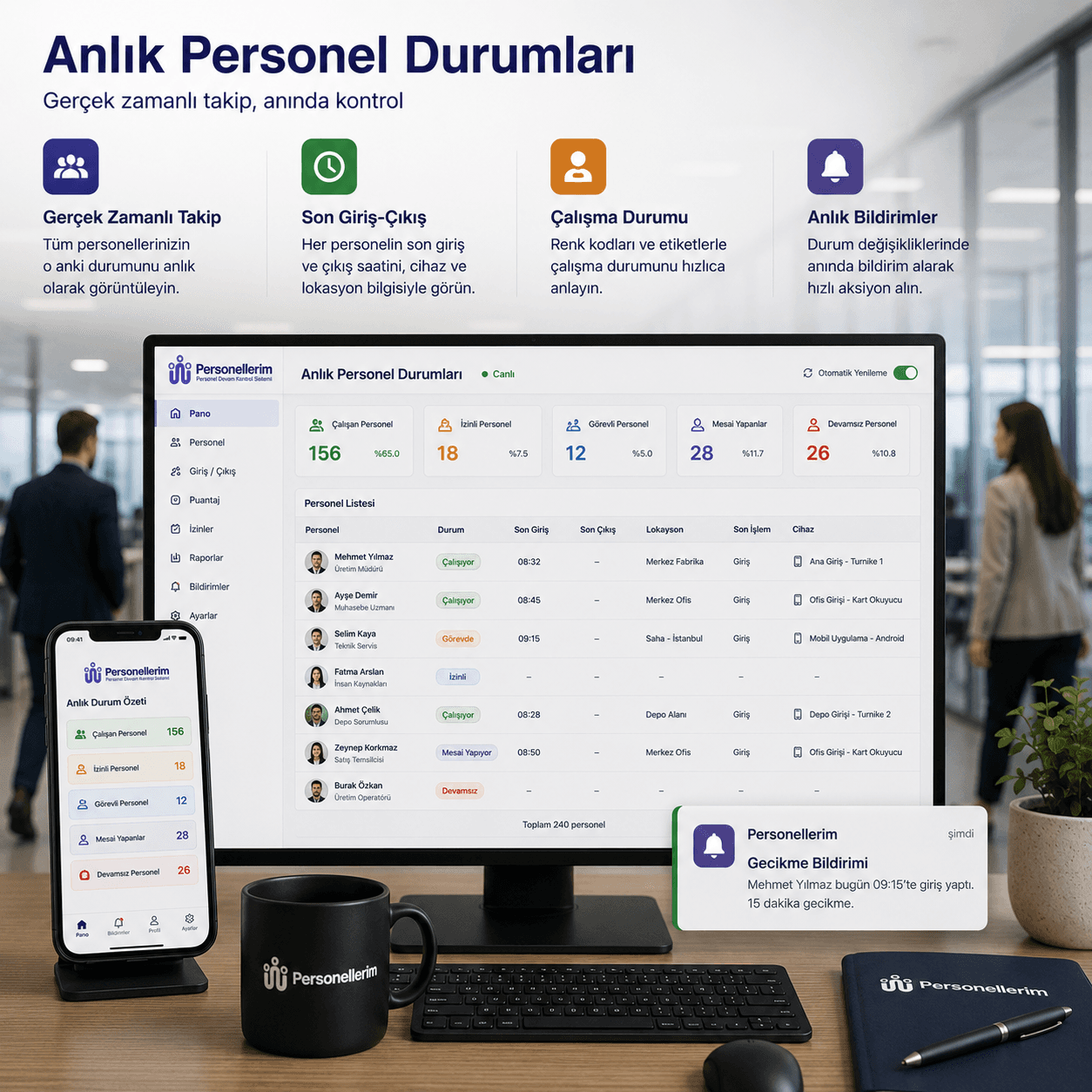 Personelinizin son hareketini ve durumunu takip edin!
