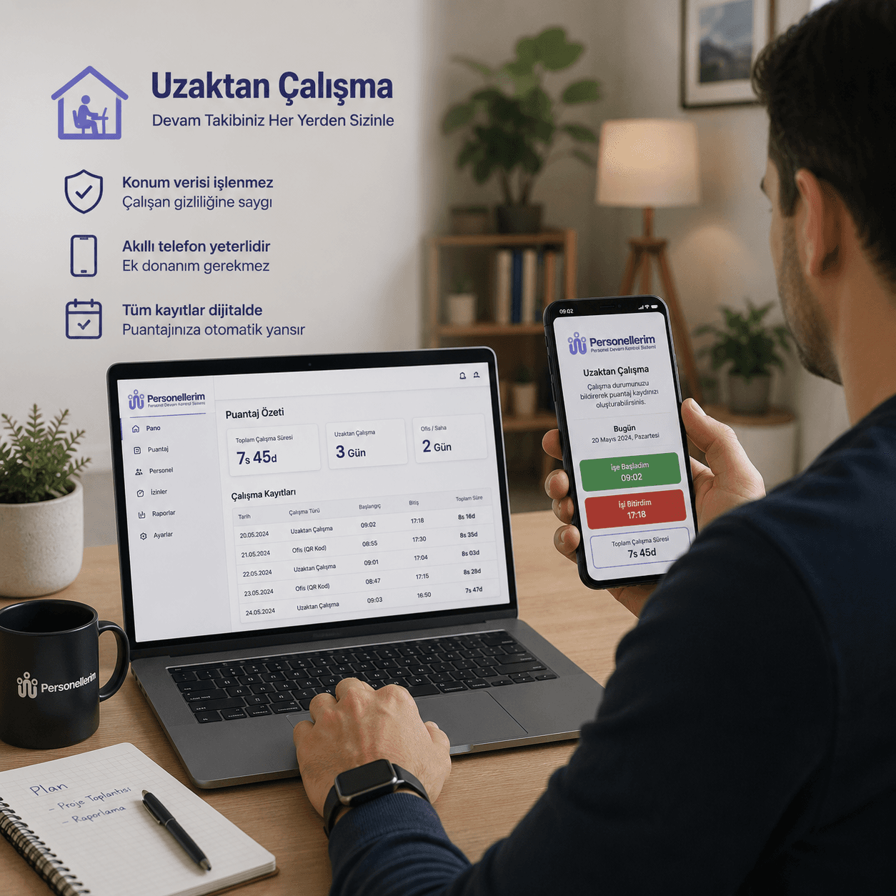 Uzaktan ve hibrit çalışanlarınızı kolayca takip edin!